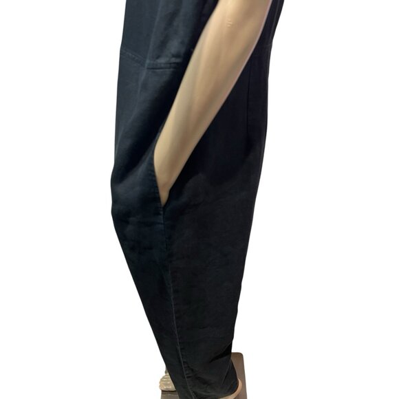 EVERLANE Women 100% Linen Short Sleeve Jumpsuit Size 10 Black - Picture 8 of 16